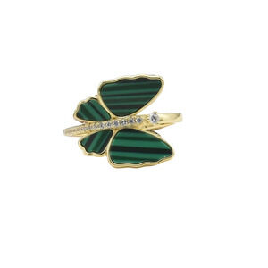 Beautiful Green Butterfly Ring Delicate  Accent Jewelry Size 7